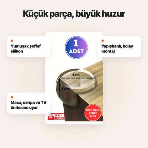 Şeffaf Silikon Masa Köşe Koruyucu